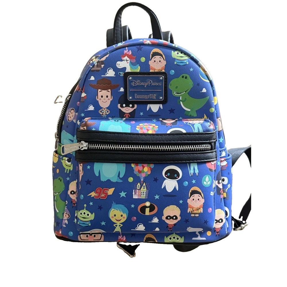 Disney Parks Loungefly World Of Pixar Mini Backpack Toy Story, Up, Monsters Inc